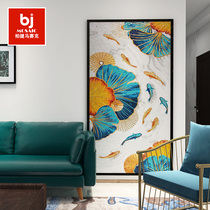 Light Extravagant Nine Fish Mosaic Puzzle Background Wall Genguan Abstract Decoration Painting Wall Patch Custom Cut Painting Tile Mural