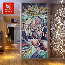 European abstract puzzle mosaic background wall porch Villa restaurant custom decoration mirror tile ice Jade cut painting