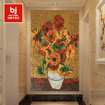 Van Gogh sunflower European glass mosaic puzzle porch aisle restaurant background wall art tile cut painting