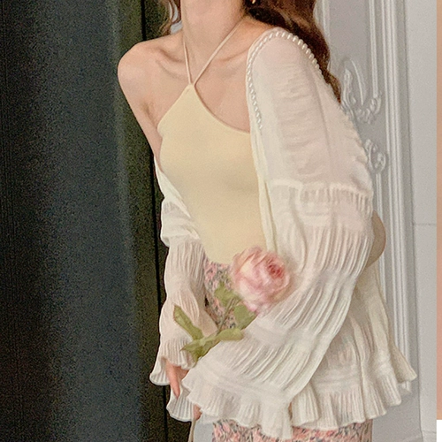 Шелковая шифоновая одежда для защиты от солнца, летний кардиган, тонкая модная короткая куртка, в стиле Шанель