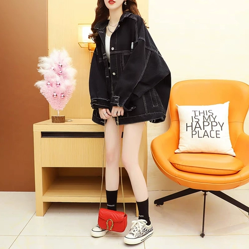 Весенняя джинсовая юбка, куртка, демисезонный лонгслив, термобелье, в стиле Шанель, оверсайз, подходит для подростков