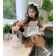 Girls retro suspenders two-piece suit spring and autumn new girl foreign style mesh princess skirt baby fashion suit skirt