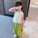 Girls Milan suit 2022 summer new children's printed short-sleeved children's thin section fashion sports pants two-piece set