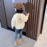 Демисезонная утепленная толстовка, комплект с буквами, в западном стиле, в корейском стиле