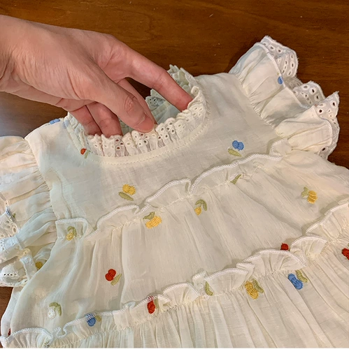 Летний трендовый комплект для девочек для принцессы, в корейском стиле, в западном стиле, цветочный принт, популярно в интернете