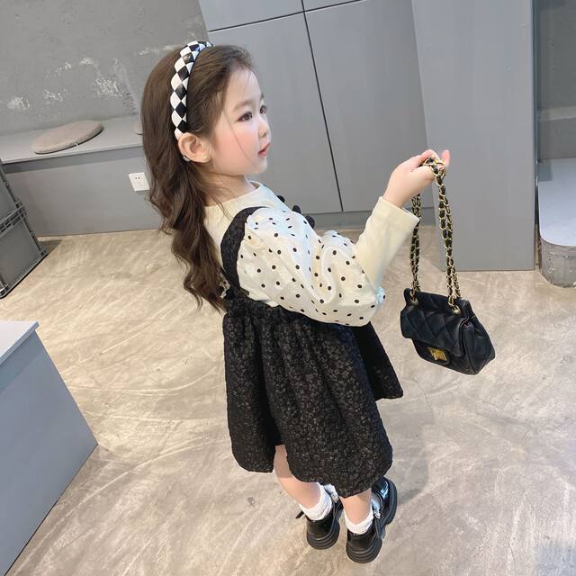 Girls' Dress 2022 Autumn New Korean Version Children's Long-sleeved Mesh Princess Dress Western Style Vest Dress Trendy