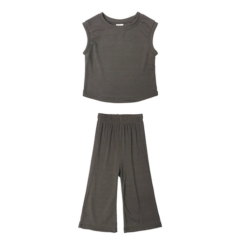 Летний модный жилет для девочек без рукавов, шелковый комплект, шелковые штаны, свободный крой