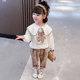 Children's fashion suit foreign style baby college style spring and autumn children's navy collar net red plaid pants suit