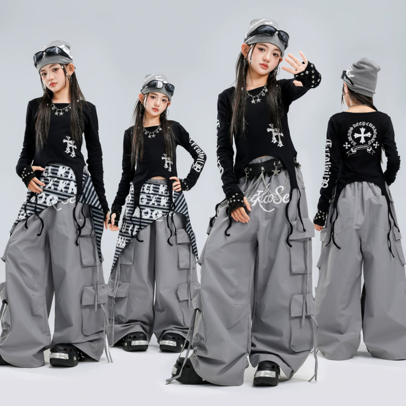 Jazz Dance Clothing for Girls, Street Dance Children's Performance Trendy Clothes, New Children's Jazz Hip-Hop Cool Performance Outfits