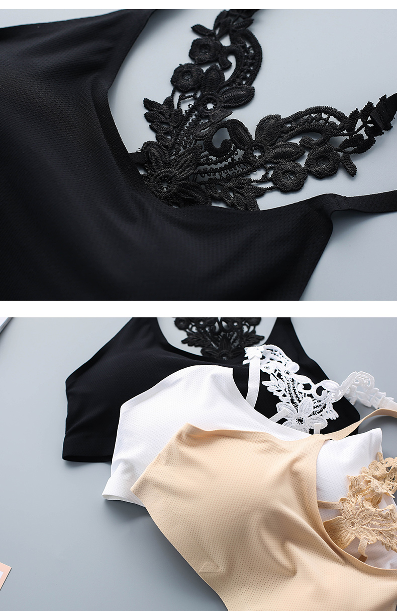 Băng lụa đẹp trở lại chéo gợi cảm với áo crop top không viền với áo độn ngực ôm sát quần lót nữ mùa hè áo lót 3 dây