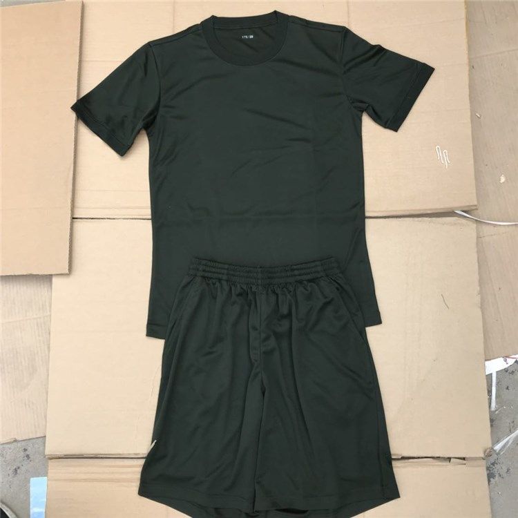 Female Money Men's New Pure Green Summer Short Sleeves Fitness Training Suit Sports Casual Loose Round Collar T-shirt