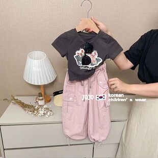 Мультяшная футболка, детская летняя одежда, в корейском стиле, детская одежда, в западном стиле