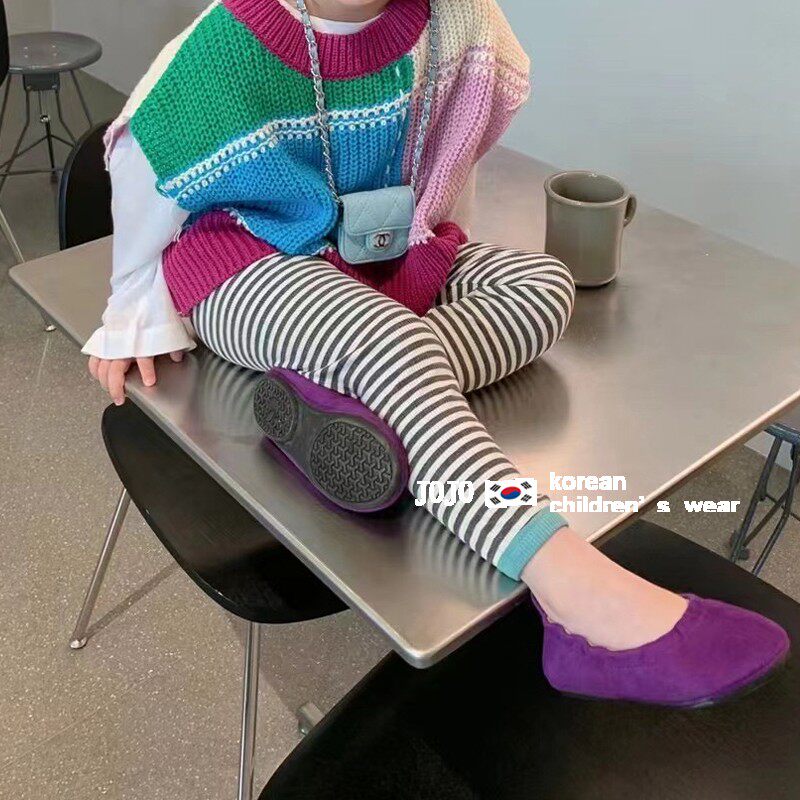 Korean Boy Clothing Girl Colorful Knit Waistcoat 2022 Spring Dress New Foreign Pie Little Fresh Baby Needle Weaselwear