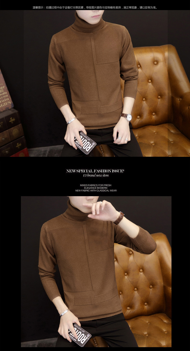 Áo len nam cổ cao nam dày mùa đông cộng với nhung thanh niên cashmere áo len nam học sinh ấm áp dài tay học sinh trung học áo nam hàng hiệu
