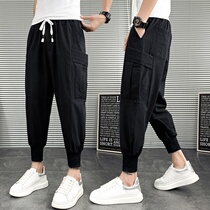 Net red Korean version of the Tide brand pants overalls mens bunches feet nine points Haren pants mens loose casual fashion handsome handsome