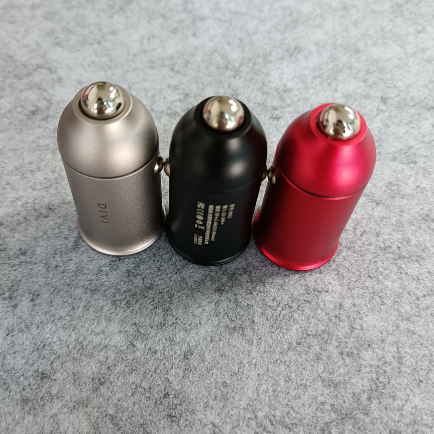 Aluminum alloy bullet DIVI car charge dual USB over 4 8A