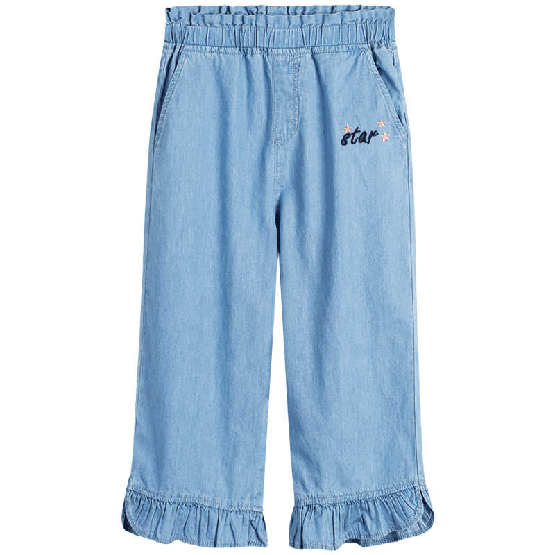 Rachael Trẻ em ăn mặc 2020 Summer cô gái Wide chân Jeans mỏng Nine-Point quần Với Air quần Slack quần.