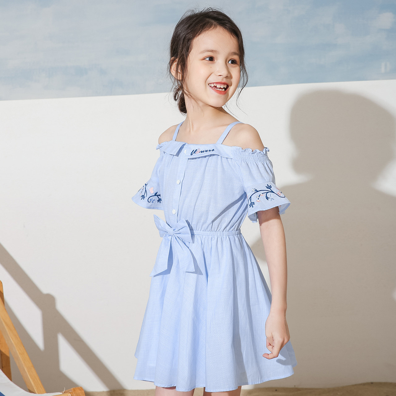 拉夏贝尔旗下童装 8EM 19新款 纯棉 女童吊带连衣裙 天猫优惠券折后¥129包邮(¥149)3色可选