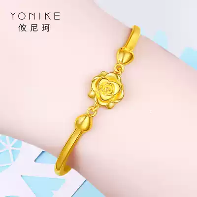 Gold bracelet women's 24K pure gold rose 999 new wedding jewelry pure gold bracelet birthday gift