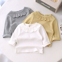 Spring loaded with undershirt female baby beating bottom baby girl blouses one-year-old child T-shirt spring autumn white new long sleeves