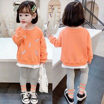 2022 female baby spring new child clothes 0-4-year-old two sets cartoon cute long sleeve suit fall long pants
