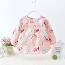 Baby hood Waterproof Pure Cotton Autumn Winter Thin models Baby eating clothes Children Anti-wear surrounding pockets Long sleeves Protective Clothing Apron