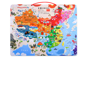 美乐木质儿童中国地图磁性拼图世界磁力益智玩具男孩女孩宝宝34岁