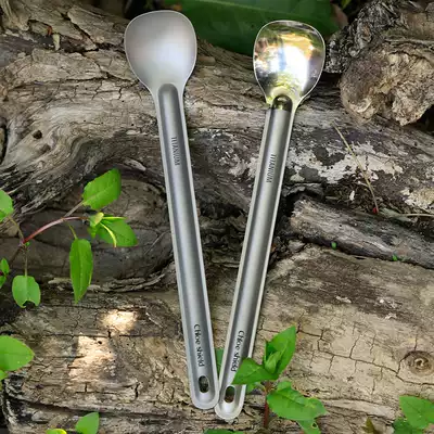 Coe shield outdoor titanium tableware pure titanium camping tableware long handle coffee spoon stirring extended metal dessert spoon spoon spoon