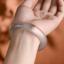 Gold silk jade gem light ice species white moonlight bracelet female Dulong jade bracelet jade floating flower female model Tianshan ice emerald bracelet