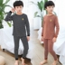 trẻ em vừa ấm bộ đồ lót quần áo bé trai cotton mùa thu mùa thu 12 chàng trai 15 tuổi cộng lint bông áo len. 