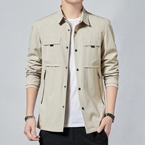 Mens casual spring and autumn clothes middle-aged mens father handsome jacket loose lapel plus fat plus size gown