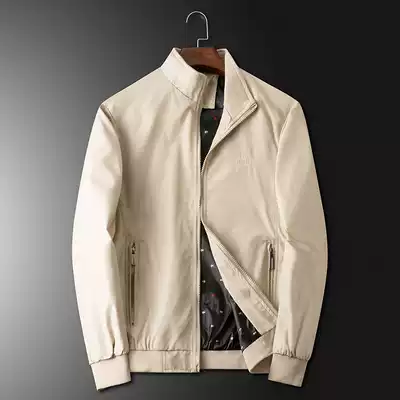 Jacket men's autumn spring clothes 2021 stand collar slim autumn clothes middle-aged and elderly dad clothes coat men's loose men's clothing