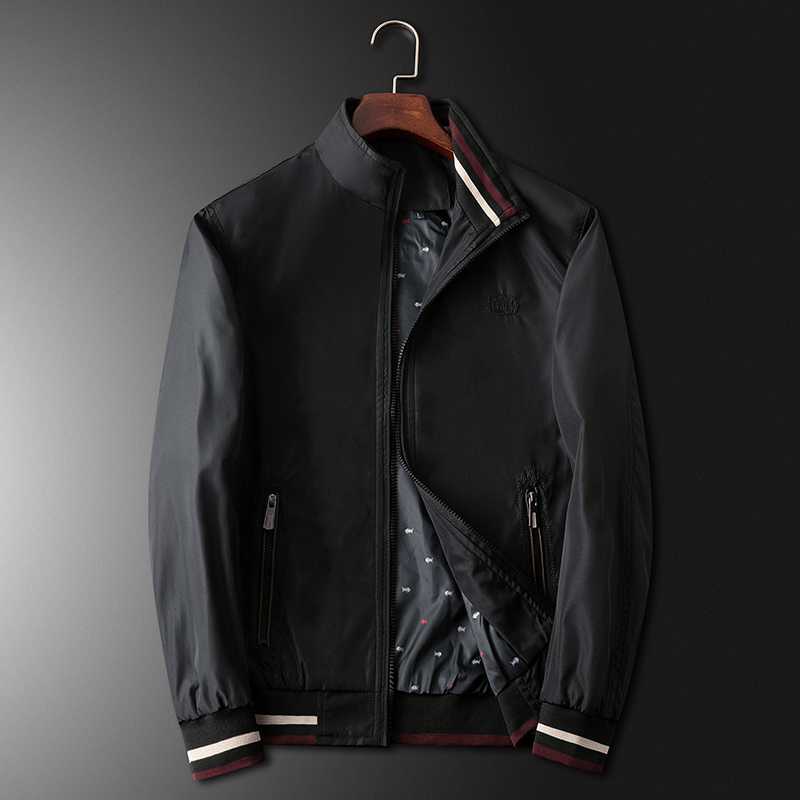 Spring and autumn jacket Men's jacket Wild loose stand collar Spring outfit Middle-aged dad's jacket jacket Men's clothing