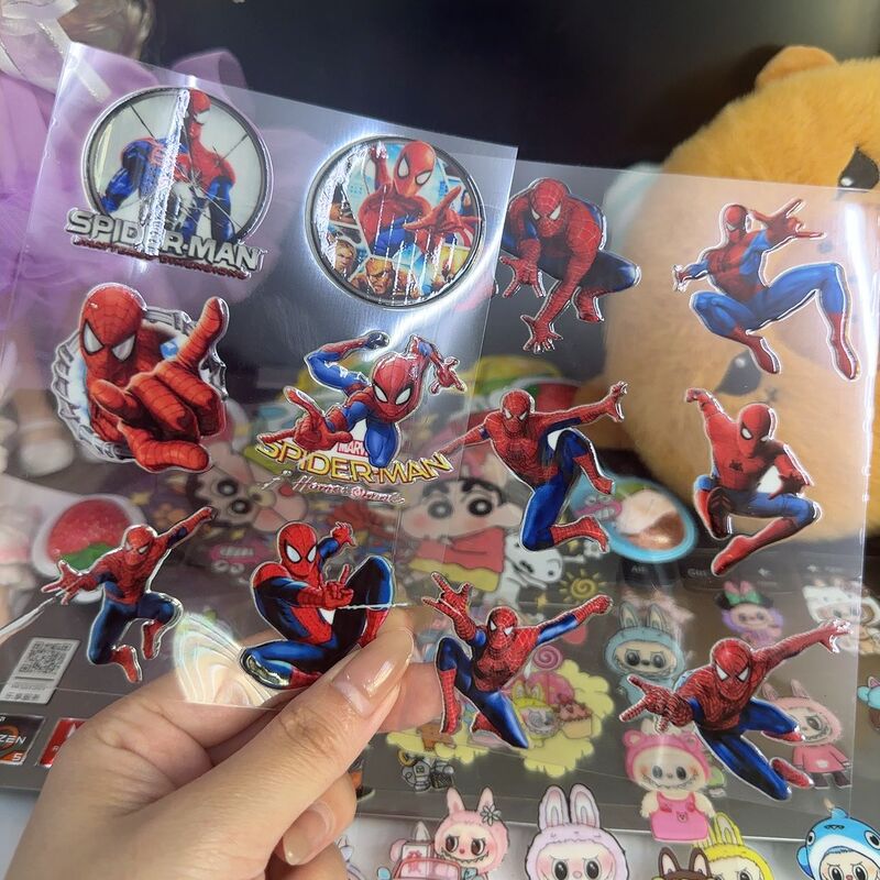 Hero Spider-Man Transfer Stickers Cartoon Marvel Red and Blue Superman Waterproof Cup Toothbrush Mobile Phone Suitcase Ultraman Electric