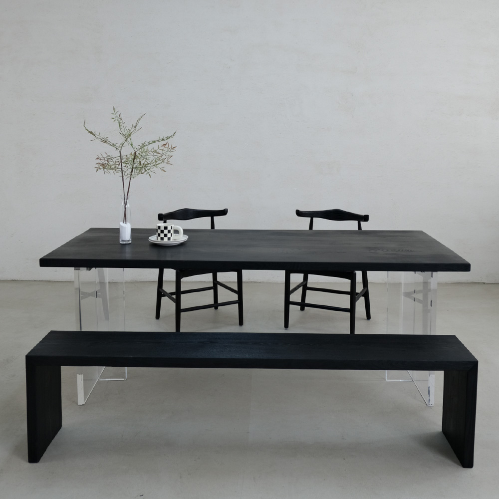 Air Silence Black Carbonated White Wax Wood Double Parquet Large Plate Table Living-room Multifunction Log Book Table Integrated Bench-Taobao