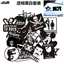 Black and White Transparent Tide brand car stickers waterproof scratch cover personalized decoration body decoration Mirror Door small sticker