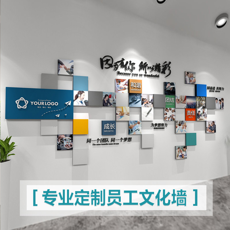 Company team outstanding staff elegant demeanour display photo wall corporate culture wall design custom decoration inspirational wall stickers