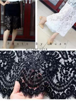 Export French wedding dress eyelash thickened fabric lace black fabric fabric clothing skirt width 150CM