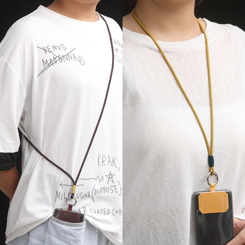 Minimalist mobile phone hanging neck hanging neck inclined satchel back telescopic adjustable Chinese wind sling male and female long section anti-loss shell chain-Taobao