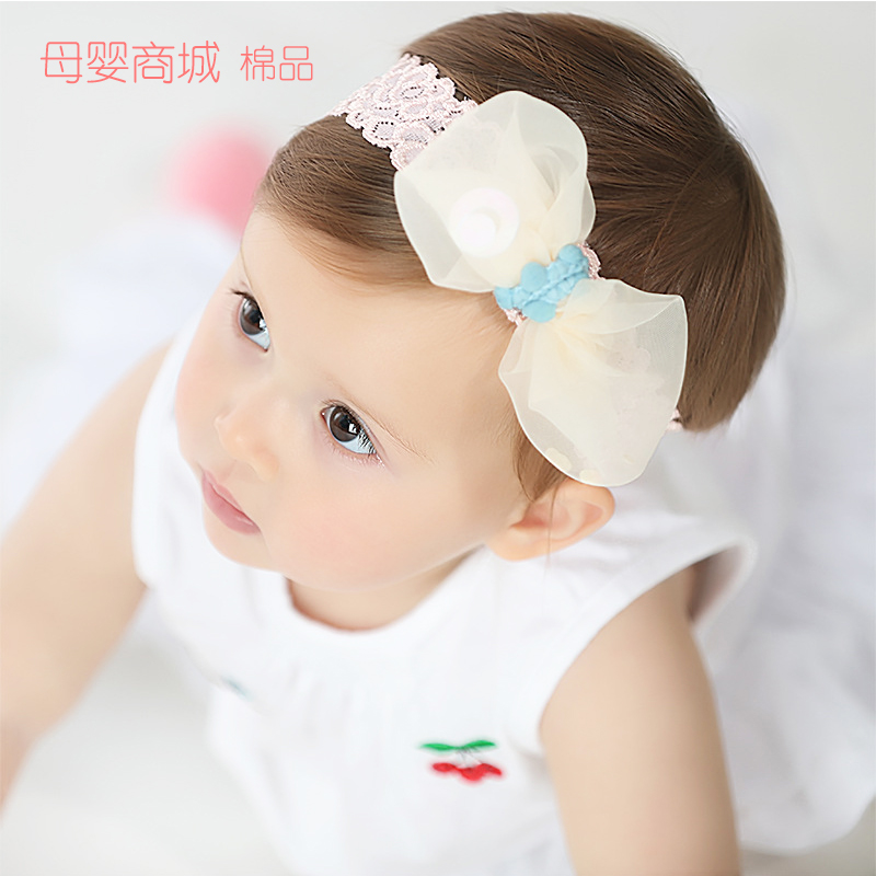 Lace headband baby baby headwear princess Korea adjustable full moon 0-12 months-3 years old bow head flower