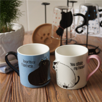 Day D boxed ceramic heart thieves water Cup three-dimensional crooked head kill cat pair Cup kitten confession Cup
