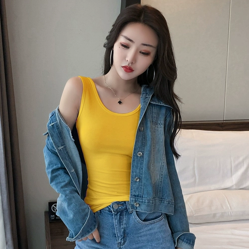 Весенний летний топ с чашечками, базовая майка топ, белая футболка, 2024 года, облегающий крой, в корейском стиле