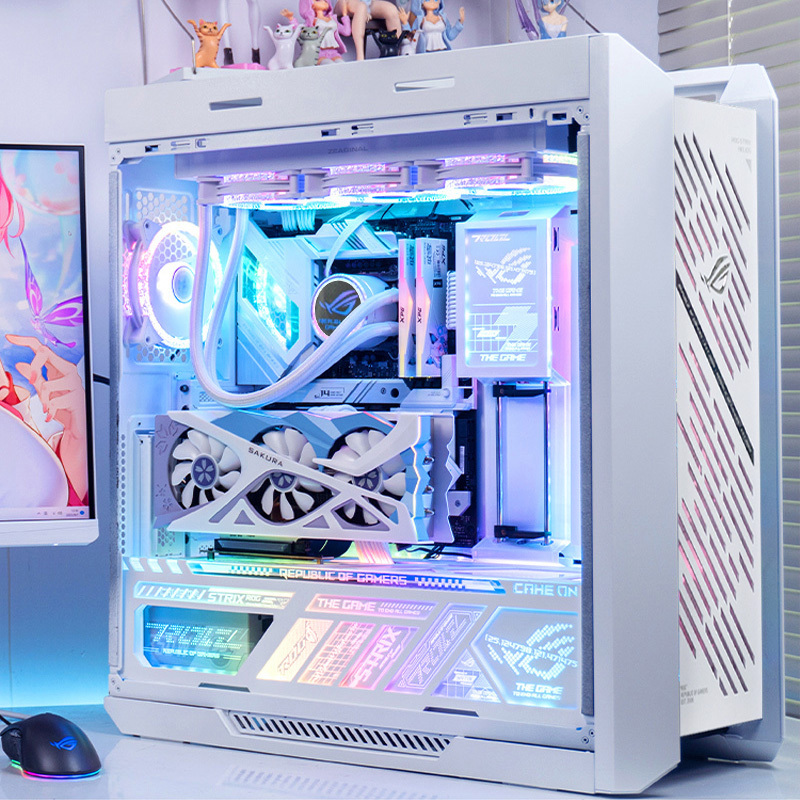 Asus Rog White Sun God Full Set 9800X3D Water-Cooled Gaming Desktop with 5070Ti Graphics Card