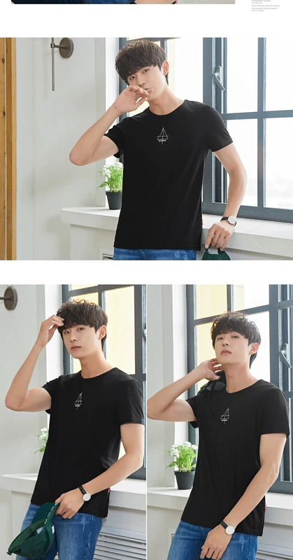 Quần áo Tiancheng 2019 Mùa hè mới dành cho nam Áo thun ngắn tay Xu hướng áo sơ mi nhỏ Hàn Quốc Cotton cổ tròn nửa tay áo thun áo thun nam big size