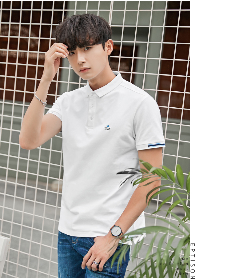 Quần áo Tiancheng 2018 mùa hè mới ngắn tay Polo nam xu hướng Hàn Quốc thêu T-Shirt thanh niên nửa tay áo sơ mi