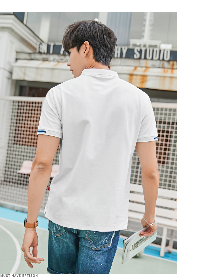 Quần áo Tiancheng 2018 mùa hè mới ngắn tay Polo nam xu hướng Hàn Quốc thêu T-Shirt thanh niên nửa tay áo sơ mi