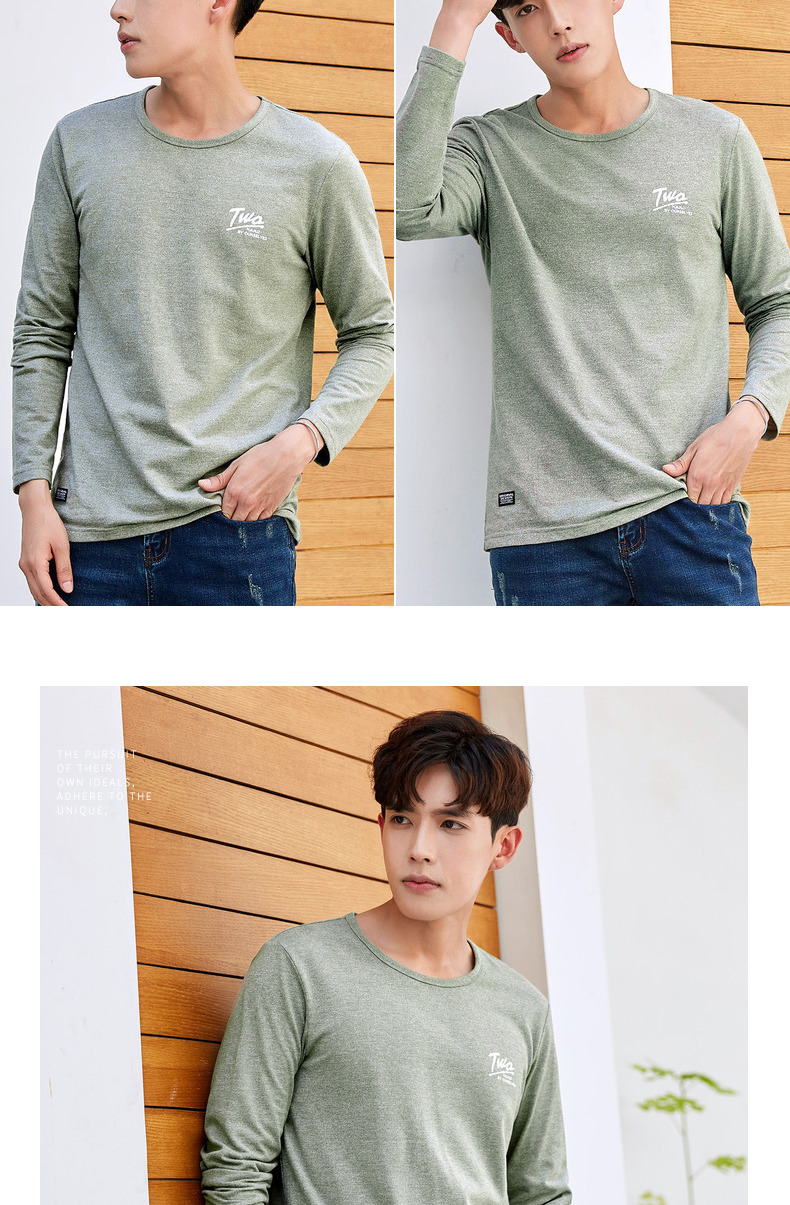 Quần áo Tiancheng 2019 xuân mới nam dài tay áo thun cổ tròn in đáy áo phiên bản Hàn Quốc của xu hướng áo sơ mi áo thun unisex