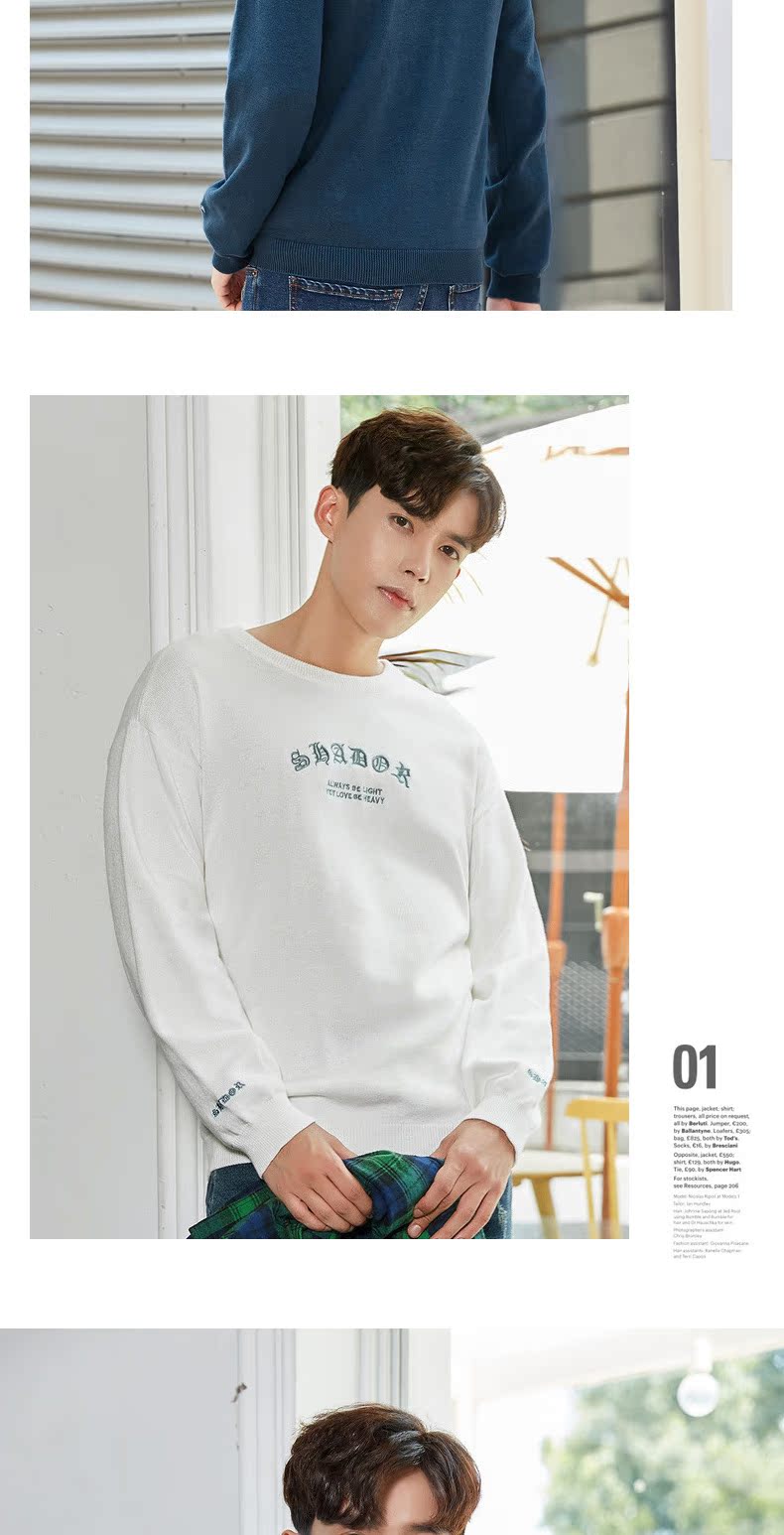 Quần áo Tiancheng 2019 xuân mới nam cotton cổ tròn xu hướng áo len phiên bản Hàn Quốc thời trang nam cao cấp