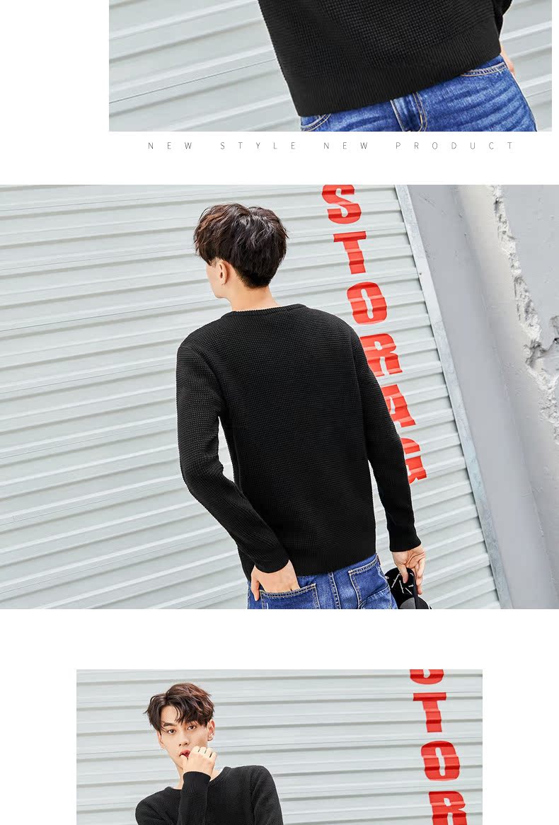 Quần áo Tiancheng 2019 xuân mới nam áo len dài tay cổ tròn màu rắn Hàn Quốc áo len xu hướng mặc thời trang nam mùa đông