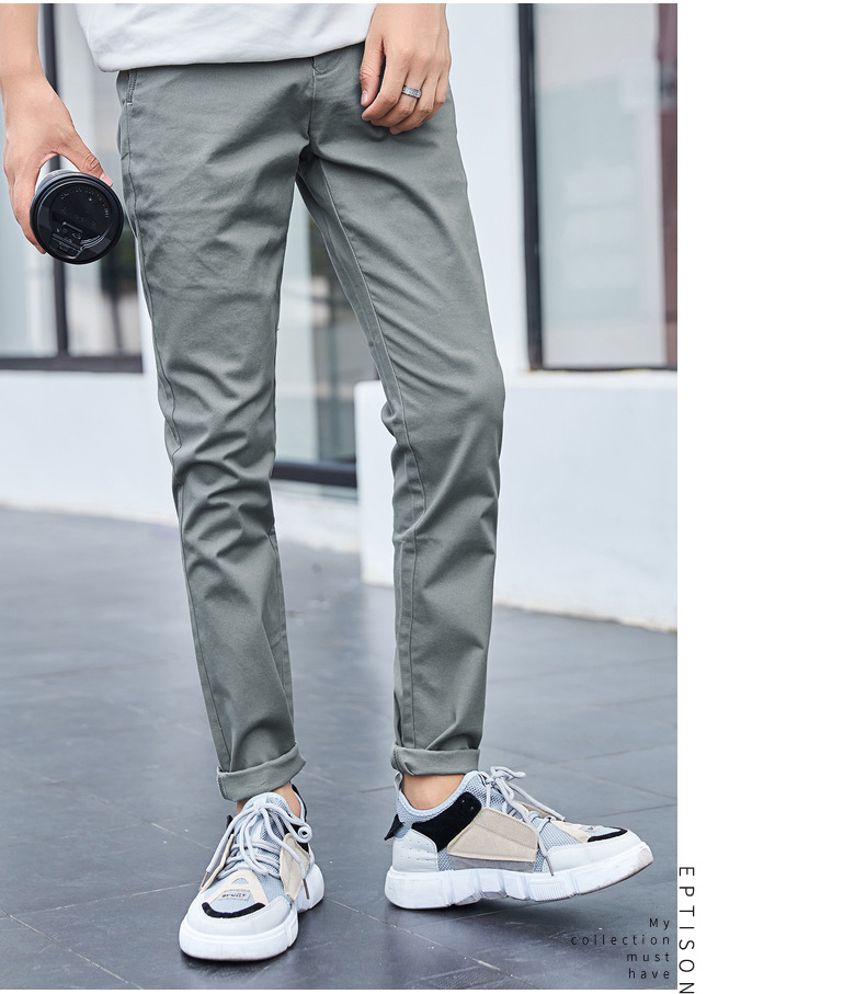 Quần áo Tiancheng 2019 xuân mới quần tây nam giản dị trẻ trung phiên bản Hàn Quốc của xu hướng quần thun siêu nhỏ áo nam đẹp